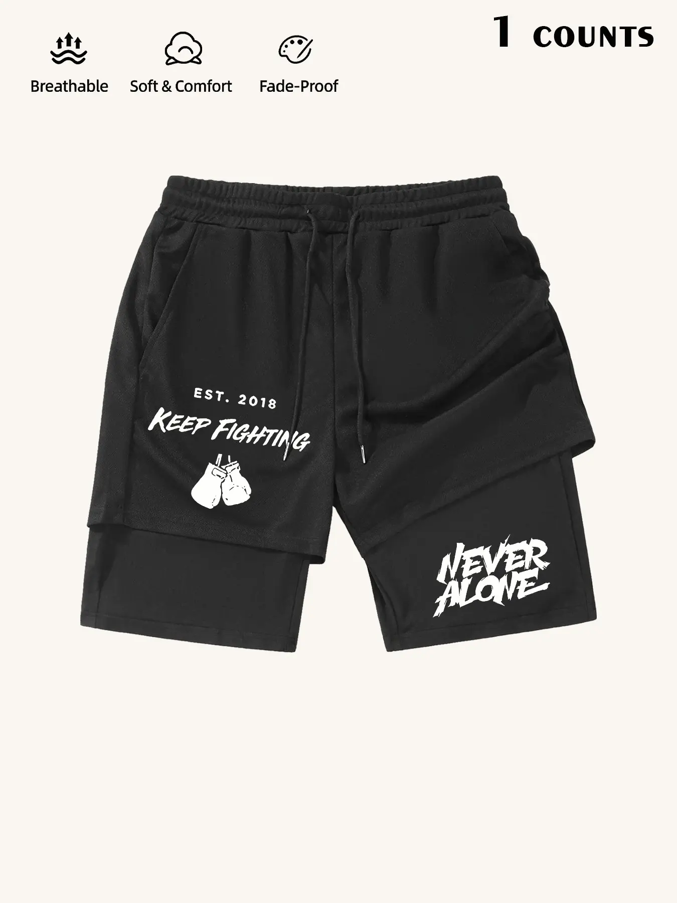 Teen Boys Boxing Print Drawstring Waist Mesh Material Shorts, Loose-Fitting Breathable Multi-Functional Casual Shorts, Spring Summer Clothing