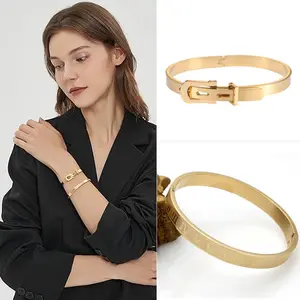 2 Pack Women Gold Plated Bracelets Roman Numeral Bangle Bracelet Stainless Steel Bracelets Beauty & Personal Care