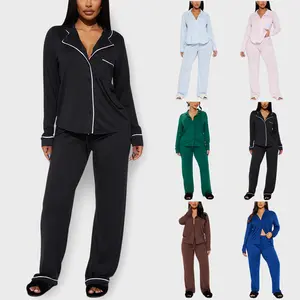 Women’s Pajama Set – Long Sleeve Button-Up Top & Pants, Soft Cozy Sleepwear Loungewear