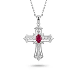 Eternal Life Cross Necklace In Ruby