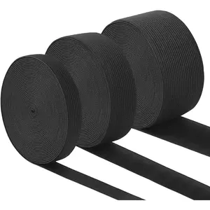 3 Rolls 16.5 Yards Elastic Bands for Sewing Stretch High Elasticity Spool Knit for Waistbands Pants Clothes and Crafts DIY, 1, 1.5, 2 Inch in Width, 5.5 Yards/Roll (Black)