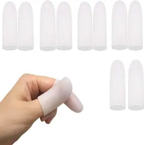 Gel Finger Protectors Finger Caps Silicone Fingertips Protection - Finger Cots Great for Trigger Finger, Finger Arthritis, Finger Cracking and Other Finger Pain Relief (Small)