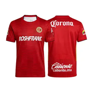25 26 Mexico LIGA MX Deportivo Toluca Home Red Short Sleeve Soccer Jersey Fans Version Breathable