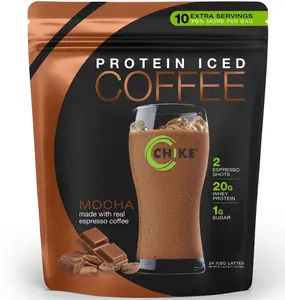 Chike Iced Coffee 20g Whey Protein Powder, Mocha 27.1 oz., Protein Iced Coffee, 2 espresso shot, 24 iced shot, beverages, Made with a real espresso coffee