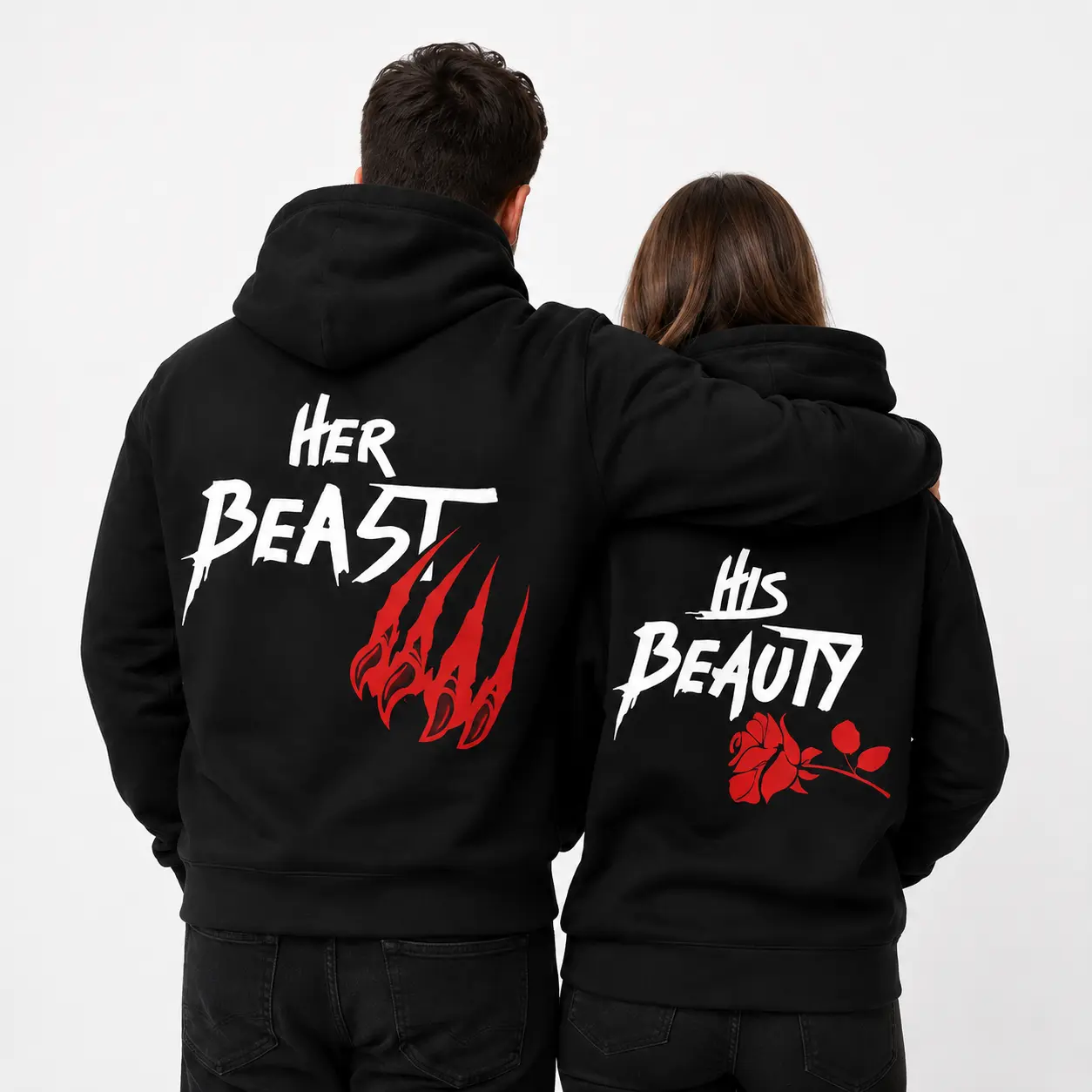Her Beast His Beauty Couple Hoodie, Matching Outfits For Couples, Valentine Day Gifts, Couple Gifts, Anniversary Shirts, Trending Couple