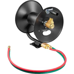 VEVOR Retractable Welding Hose Reel, Hand Crank Manual Rewind Hose Reel with 1/4 Inchx 100FT Twin Oxygen Acetylene Rubber Hose Max 300PSI - T Grade, Ceiling/Wall Mount Steel Reel for Workshop GaragesVEVOR Super Brand Day
