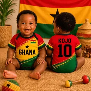 Ghana Baby Soccer Bodysuit, Personalized Name Number Baby Jersey, Personalized Ghana Soccer Jersey For Kids Youth