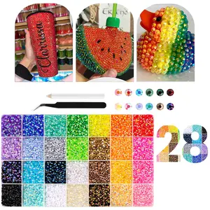 【 Summervibes】30000Pcs Resin Rhinestones with Tweezers for Crafting Mixed-Color  Bedazzling Crystal with Gifted Tools Jewelry for Nails Eyes Face Makeup Tumblers Bottles DIY Crafts Clothes Shoes Phones
