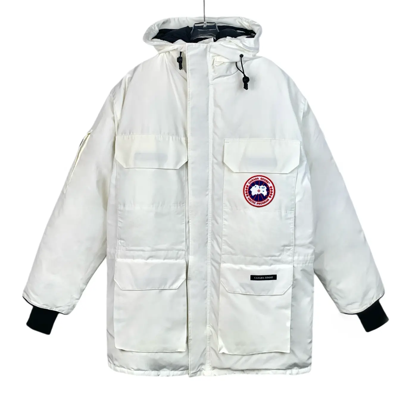 RDLT— Canada Goose Expedition White Logo Hooded Down Jacket Size XS