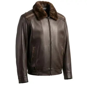 Kashani Cognac Stingray Mink Lambskin Bomber Jacket