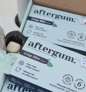 After Coffee Oral Care Gum Supplement For Your Teeth -  Charcoal Infused, Hydroxyapatite, Xylitol & MCT Oil - 6 Sugar-Free Pieces - Helps Prevent Bad Breath and Teeth Stains - Gives you Fresh Breath and a Clean Smile at Zero Calories- Gluten Free