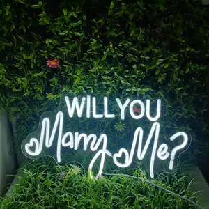 Will You Marry Me Neon Sign, USB Powered LED Neon Light, LED Ambient Lighting, Wall Mounted Decorative Lamp for Home Room Decoration, Proposal, Engagement, Wedding Scene