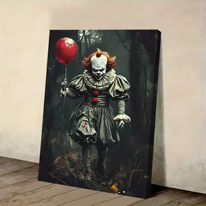 Graphic Design It Pennywise Canvas Poster - Horror Movie Decorative Wall Art for Home, Office, Theater - Gift for Horror Movie Fans and Collectors, Horror Themed Home Decor, Halloween Decoration, Ornaments, Decor, Decoration