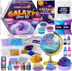 Galaxy Slime Kit for Girls, Globe and Magic Potion Kits, Clear Crystal/Butter/Glow-in-the Dark Slime Making Kit, Christmas Birthday Party Favors Toys for Kids Girls Boys 7 8 9 10 11 12