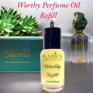 MARIE'S Worthy Luxury Perfume Oil Refill 1.7oz Glass Bottle with Premium Fragrance Oil Blend, 15ml Crystal Perfume Bottle Refill, Alcohol Free