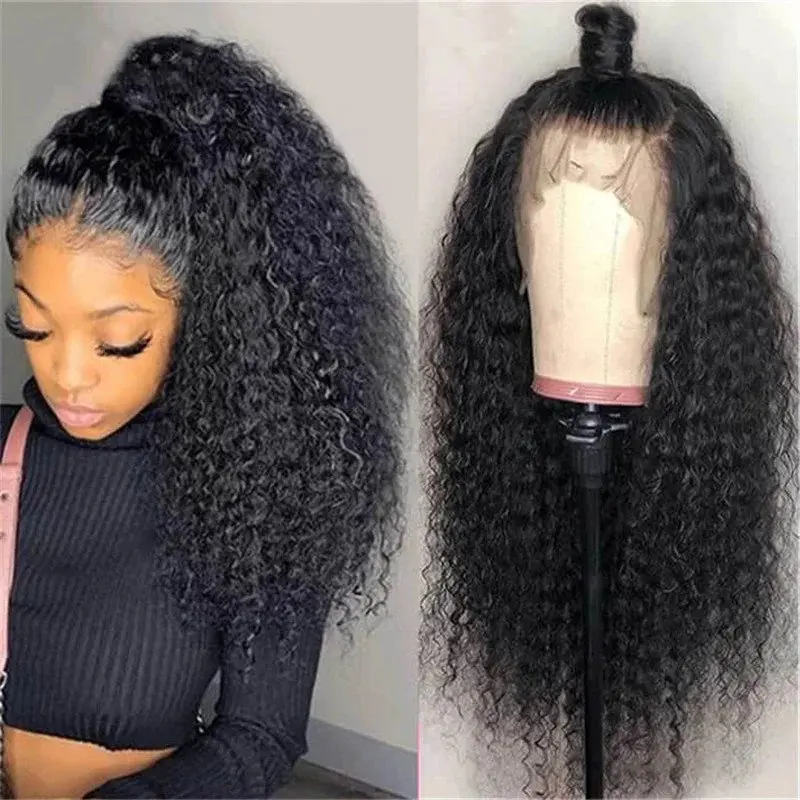 13x4 HD Lace Front Wig for Black Women, 28 Inch Long Curly Synthetic Hair, Natural Black, High Ponytail Friendly and Heat Resistant, High Quality Wigs, Lace Frontal Wigs