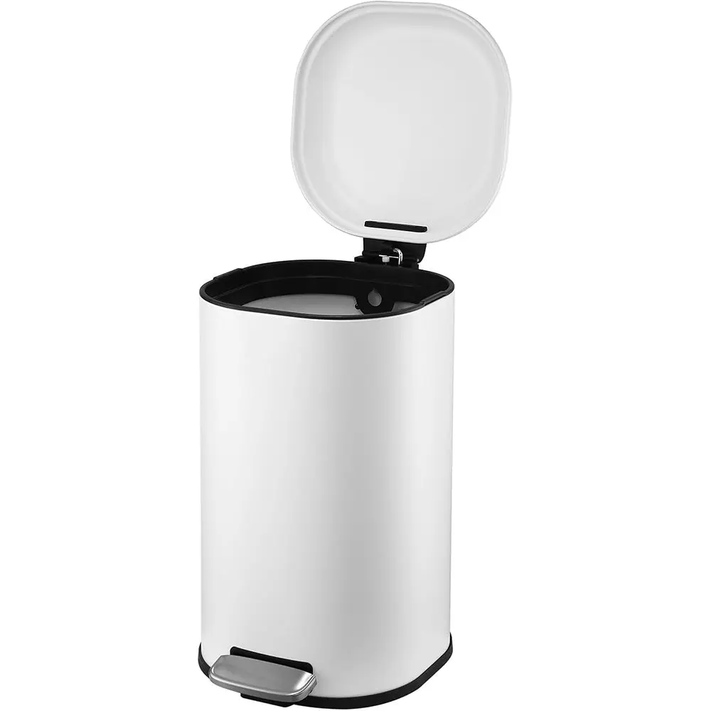 GARVEE Stylish 8-Gallon Step Trash Can with Soft-Close Lid, Perfect for Modern Kitchens, Bathrooms, and Offices - Available in Fingerprint-Proof White and Black, No Inner Bucket Required.
