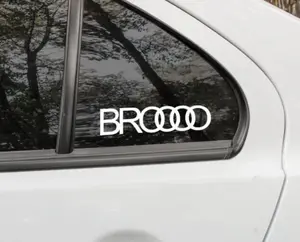 BRO Audi Decal Emblem Logo Vinyl Sticker for Laptop Car Window Mirror Bumper Oracal 651 Permanent High-Quality Durable Weather-Resistant Easy Application Residue-Free Removal