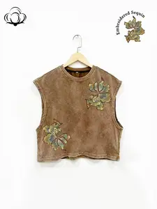 Oversized Sleeveless Vest, High-Quality Cotton Material, Floral Pattern, Loose Fit, Summer Street Style, All-Season Wear, Tops