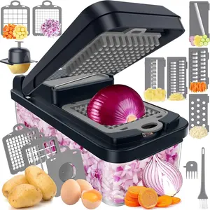 On-Sale 12-in-1 Mandoline Vegetable Chopper, Kitchen Gadgets, Veggie Chopper, Food Chopper, Onion Chopper Cucumber Slicer Includes Finger Guard Plastic Utensils