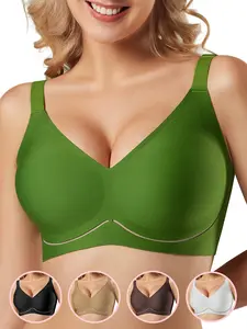 Tarbo Women's Seamless Wireless Jelly Bra - W-Mesh Soft Support Full Coverage T-Shirt Bra