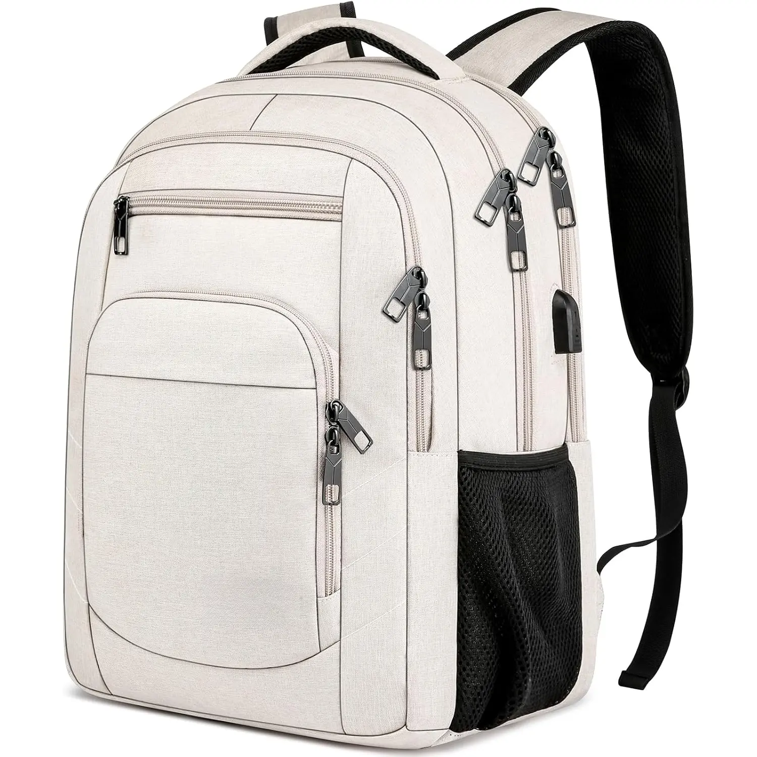 Laptop Backpack for Men Women, School Backpacks for Boys Girls, Water Resistant Teal Backpack with USB  Port,15.6 Inch College Bookbag Daypack, Beige
