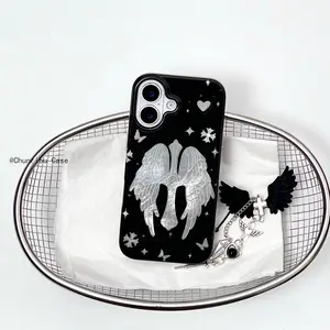 3D Diamond Swan Liquid Phone Case for iPhone 17 16 15 14 13 Pro Max Pro and Plus – Luxurious Gold-Plated Angel Butterfly Wings with Shimmering Camera Protection (No Attachments)