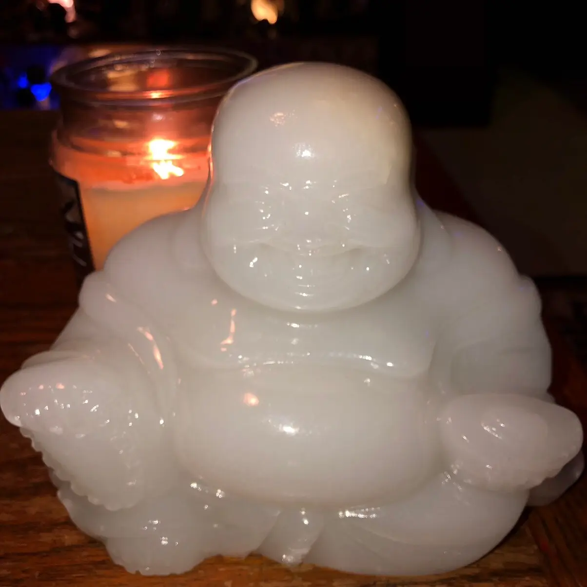 White Jade Buddha Statue - Handmade from Natural White Jade