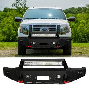 F150 Front Bumper Black Texture Compatible with 2009-2014 Ford F150 (Excluding Raptor and Ecoboost) w/Winch Plate & 5 Aluminum Lights $ 2 4.75T D-Rings