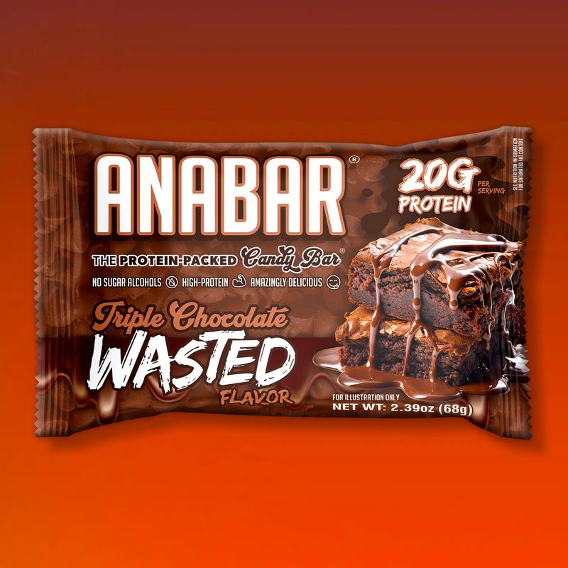 Anabar Triple Chocolate Wasted - 12 Pack - Best Tasting Protein Bar With 20g Protein & No Sugar Alcohols. Candy Bar Flavor With Protein Bar Nutrition. Healthy Dessert Snack With Protein