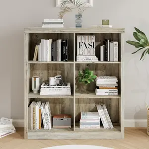 6 Cube Storage Organizer, 53 Inch Tall Bookcase with Anti-Tip Kit, Engineered Wood Cube Shelf Bookcase for Living Room, Bedroom and Home Office, Modern Storage Bookshelf Display Organizer for Books and Decor