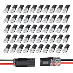 50PCS Quick Connect Wire Connectors, Double Wire Plug in Connector with Locking Buckle, Quick Connectors LED Light Strip Connectors 2 Pin for Strip Lights DIY Crafting, No Wire Stripping Cutting