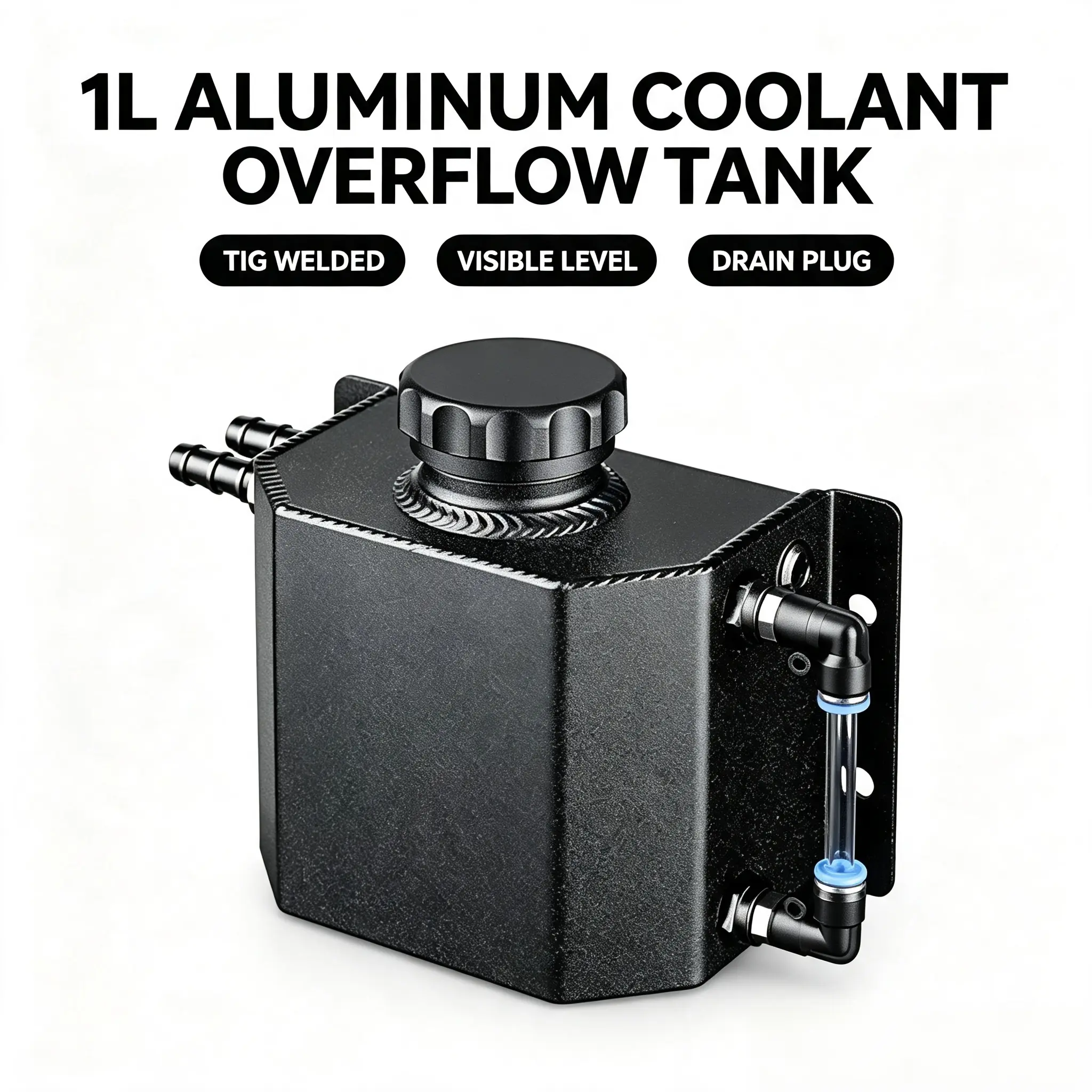 Coolant Overflow Tank, Aluminum Radiator Tank, Reservoir Expansion Tank Universal 1L