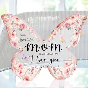 Mother's Day Gift for Mom – I Love You Mom Butterfly-Shaped Acrylic Keepsake, Unique Present for Christmas, Birthday, Mothers Day
