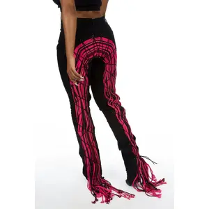 Ottiana Black/Pink Stacked Flare Jean