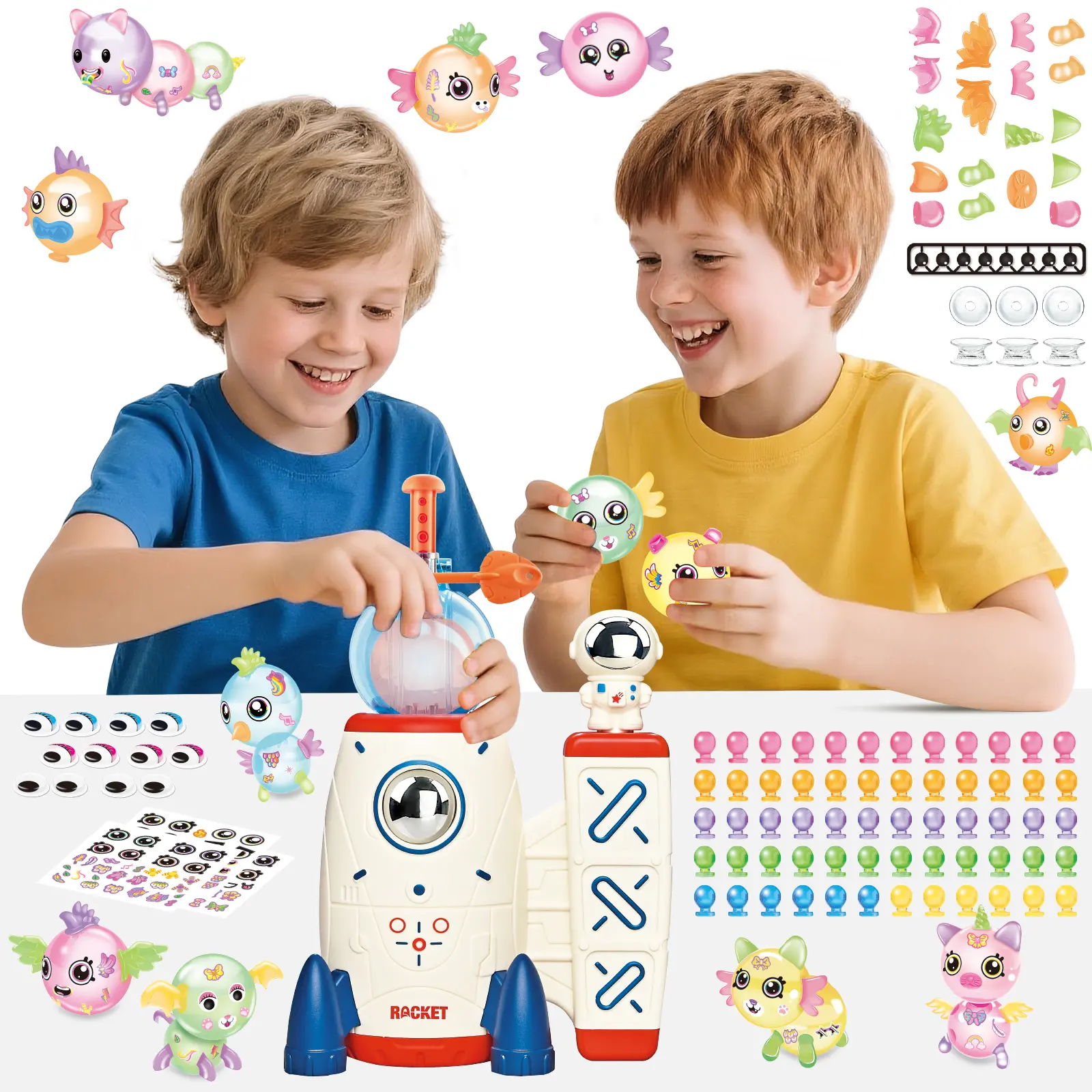 DIY Sticky Balloon, DIY Space Magic Balloon Craft Kit, Sticker Decorated Balloons Toy for Kids,Model bouncy balloon kit multiple sculptures for kids toy, 60 balloons, 134 accessories, Party fun activities/gifts for boys and girls #SummerVibes