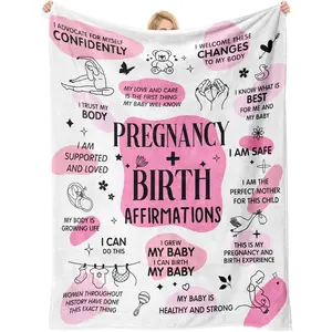 New Mom Soft Flannel Throw Blanket, Postpartum Pregnancy Gifts for First Time Mommy, Mom to Be Daily Affirmations, First Mothers Day Birthday Presents