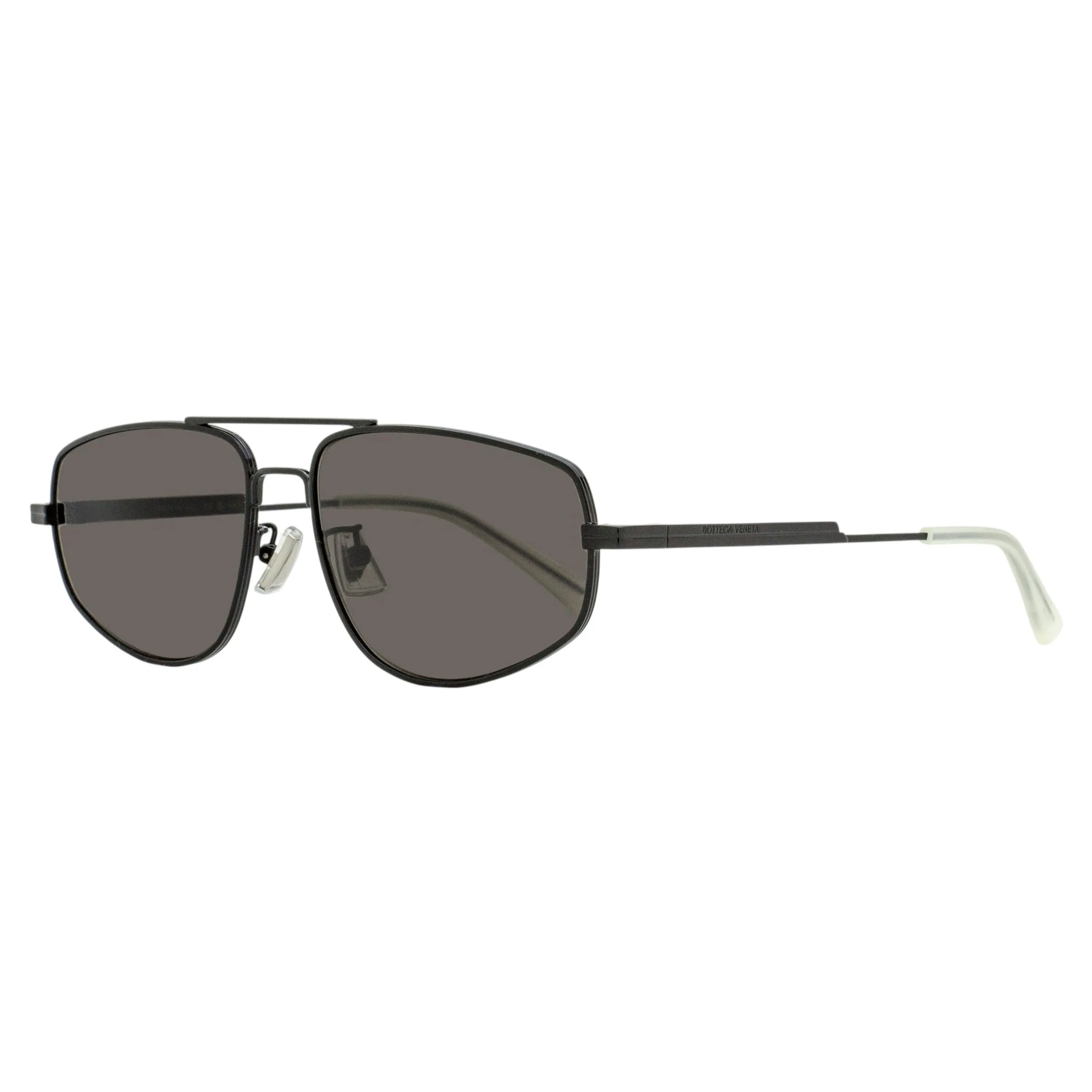 BOTTEGA VENETA Sunglasses for Men, BV1125S 001 Metal Statement Frame Glasses with a Modern Navigator Silhouette and Sculptural Design, 59mm, Metal Sunglasses, Double Bridge