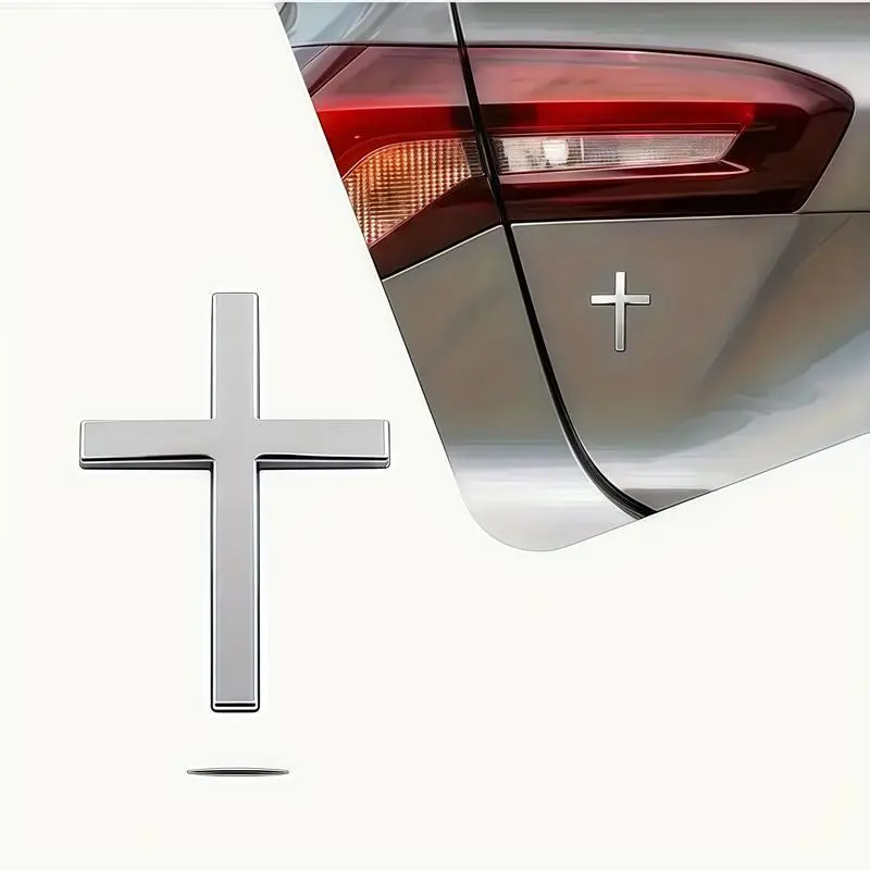 Universal Acrylic Cross Religious Symbol Decal Magnet - Self Adhesive Vinyl, Easy Peel, Fast Install Car Exterior Accessory, Fits Cars Bikes SUVs, Trendy Cross Accent with Clean Style, Magnetic