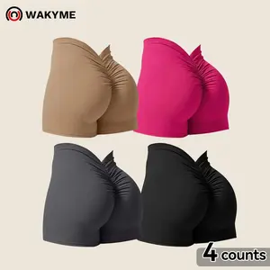 Women's V Waist Scrunch Butt Yoga Shorts High Waisted Booty Lift Compression Workout Biker Shorts