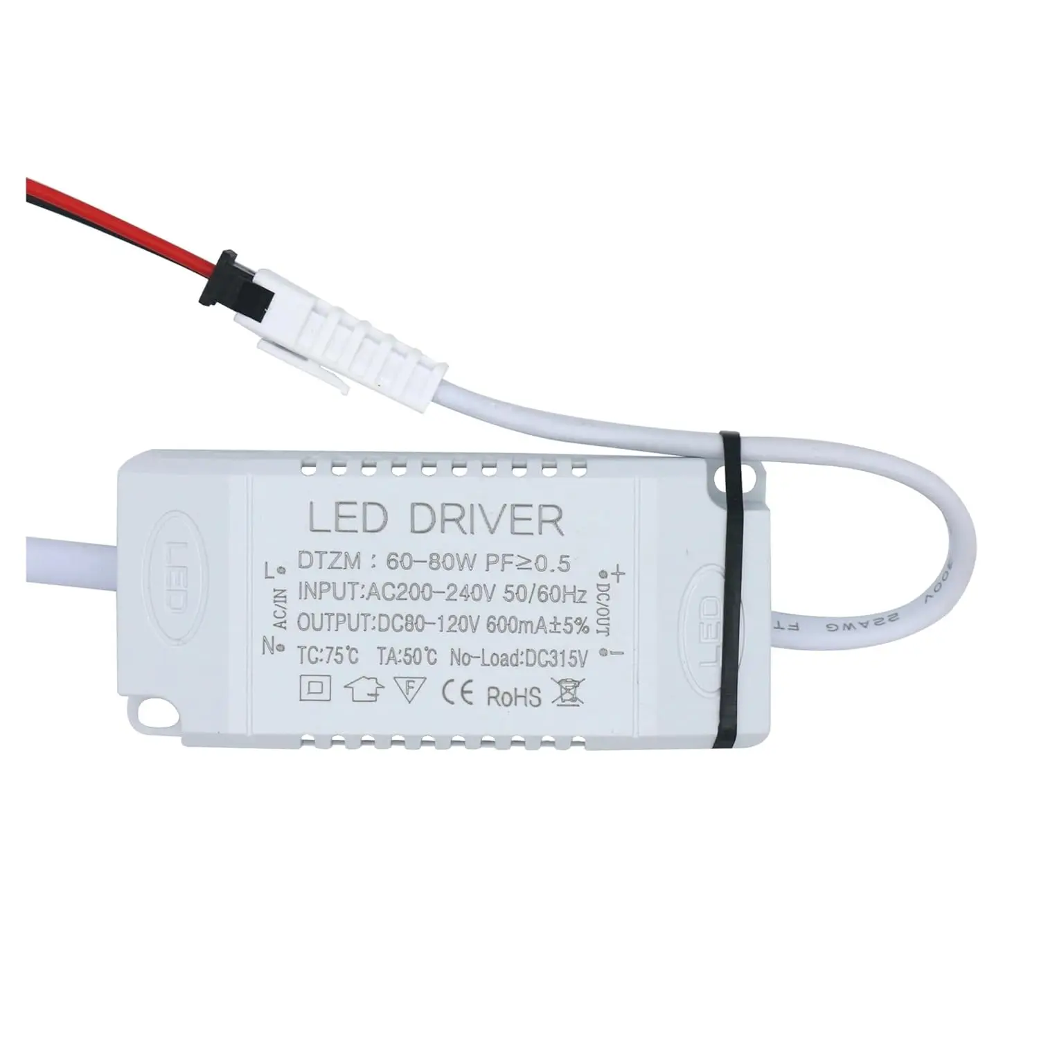 30-50W 60-80W LED Driver 460mA 600mA LED Light Transformer AC200V Power Adapter DC80-147V Suitable for LED Spotlight Bulb DIY Light Strip(60-80W with Shell)
