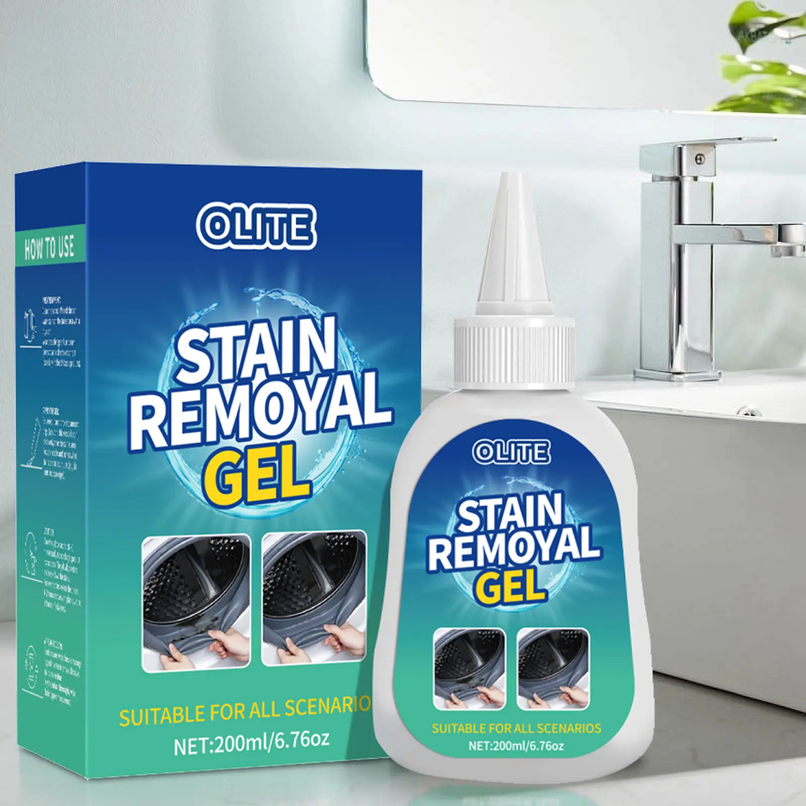 OLITE Powerful Stain Remover Gel 200ml Multi-Purpose Cleaner for Kitchen Washing Machines & Bathroom Removes Grease Mold Stains Safe for Appliances Surfaces
