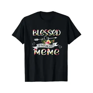 Blessed to Be Called Meme Floral Graphic T-Shirt - Funny Grandma Gift for Mother's Day, Loose Fit Casual Round Neck Tee with Vibrant Print, Machine Washable Black Shirt, Grandmother T-shirts, Humorous Clothing, Playful Design Oversized Crewneck