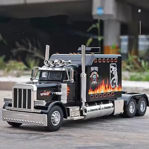 [#Summervibes]Tibibee 1:24 Scale Diecast Semi Truck Toy with Sound & Light Effects - Durable Metal Model trucks for Kids Ages 4-7,Model Cars Easter toys for boys- White/Black/Red Color Edition,Blackfriday(9.45×2.64×3.74 inches)
