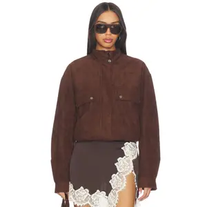 MORE TO COME Kaydee Faux Suede Jacket in Brown