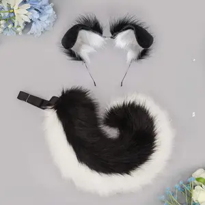 Plush Beast Ear Headwear Accessories, Festival Cosplay Puppy Fold Ear Dog Hair Hoop, Puppy Plush Ear Tail Set, Cosplay Accessories Furry Costume