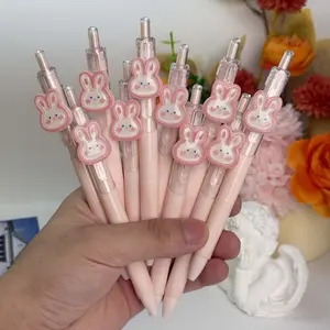 30/50pcs Cute Pink Bunny Design Retractable Gel Pens, Kawaii Aesthetic, Must-Have for Students & Exams, Rabbit Series School Stationery