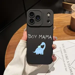 This adorable dinosaur boy and mom design case features a drop-proof and non-slip TPU full-coverage lens protector for iPhone 17, 16, 15, 14, 13, 12, 11, XS, X, and other Samsung models. It makes a great gift for friends or family.
