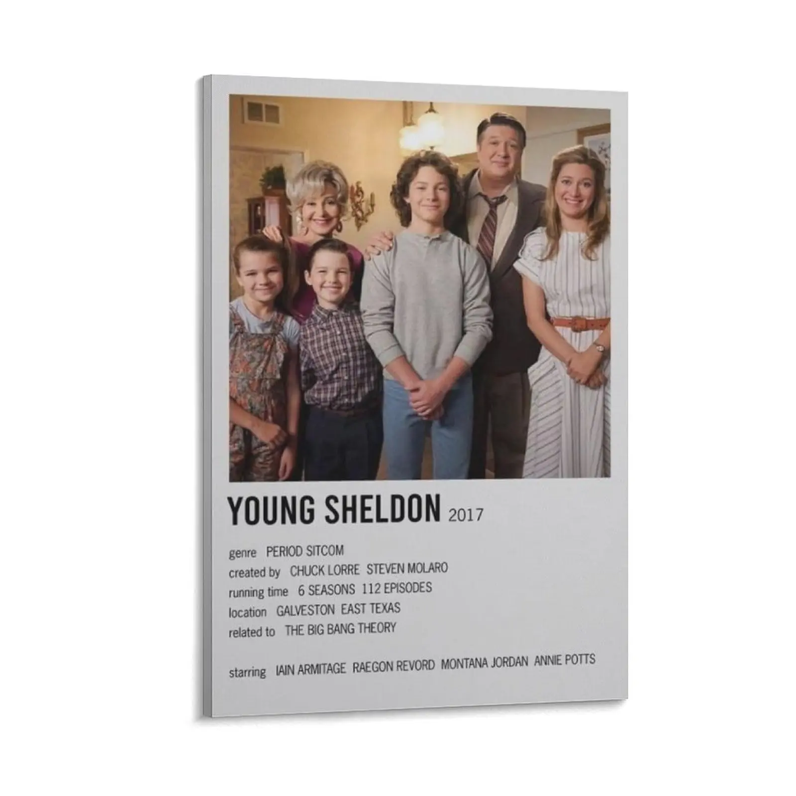 Comedy TV Series Young Sheldon Canvas Wall Art Print, Home Decoration Painting for Bedroom, Bar Decor Gift, Artistic