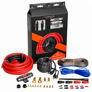 4ga Amp Kit 4 Gauge AWG Amplifier Wiring Kit for Car Subwoofers Speakers Audio System, Complete Amp Installation Kit with 20ft Power Ground Cable, RCA Cables, Fuse Holder, Speaker Wire